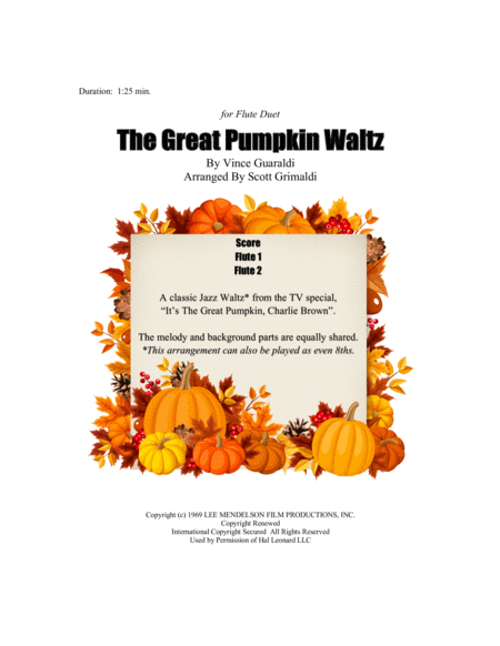 Free Sheet Music The Great Pumpkin Waltz For Flute Duet