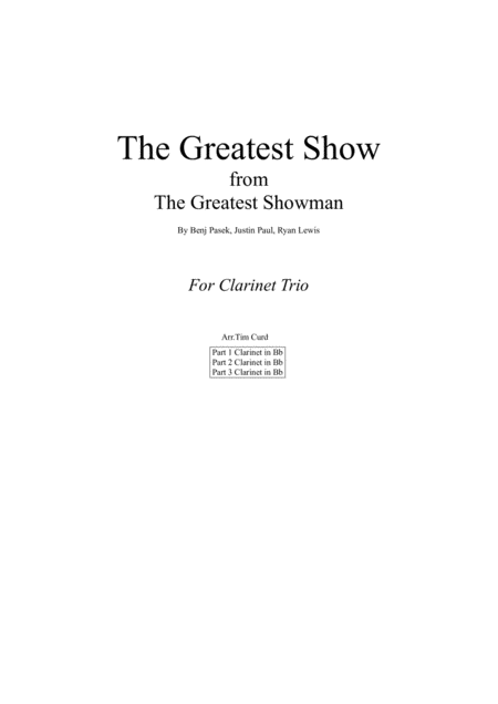 The Greatest Show For Clarinet Trio Sheet Music