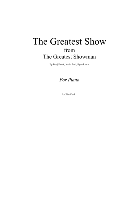 The Greatest Show For Piano Sheet Music