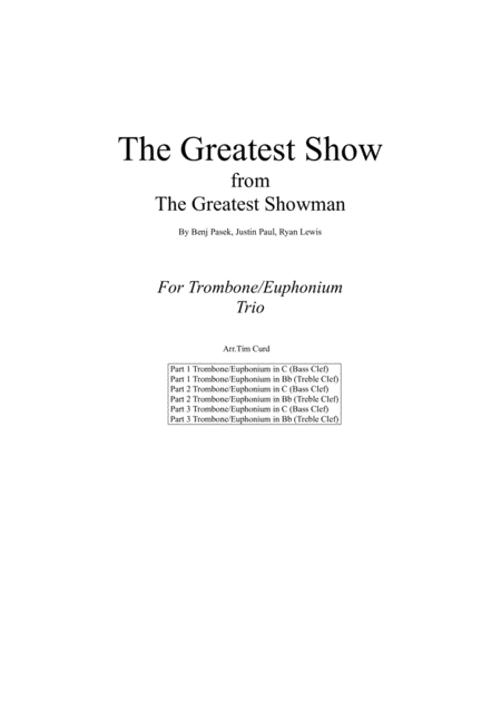 The Greatest Show For Trombone Trio Sheet Music