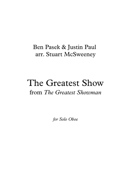 The Greatest Show Oboe Solo Sheet Music