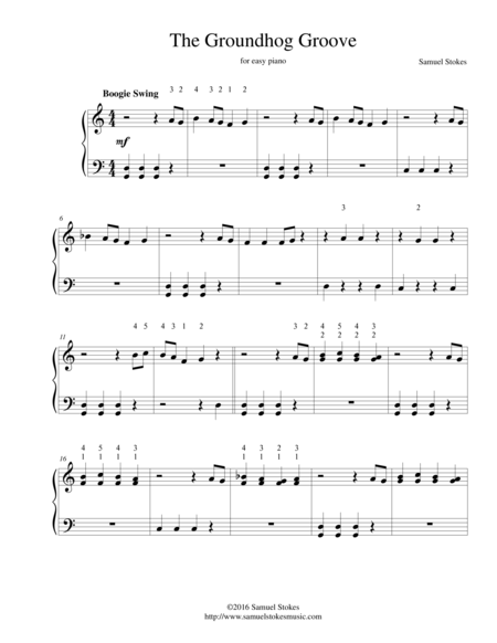 The Groundhog Groove For Easy Piano Sheet Music