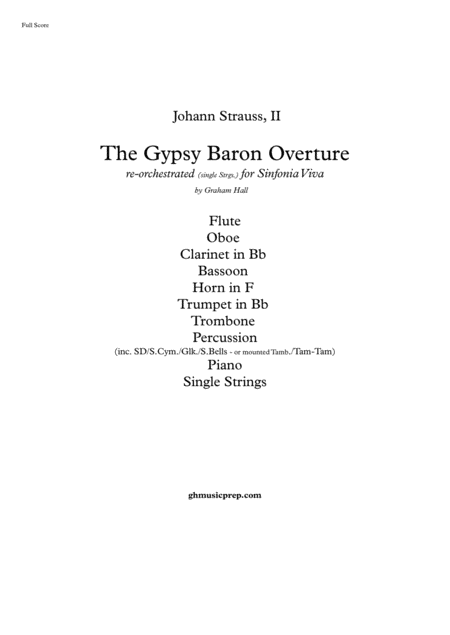 The Gypsy Baron Overture Sheet Music