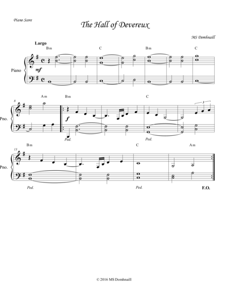 The Hall Of Devereux Solo Piano Version Sheet Music