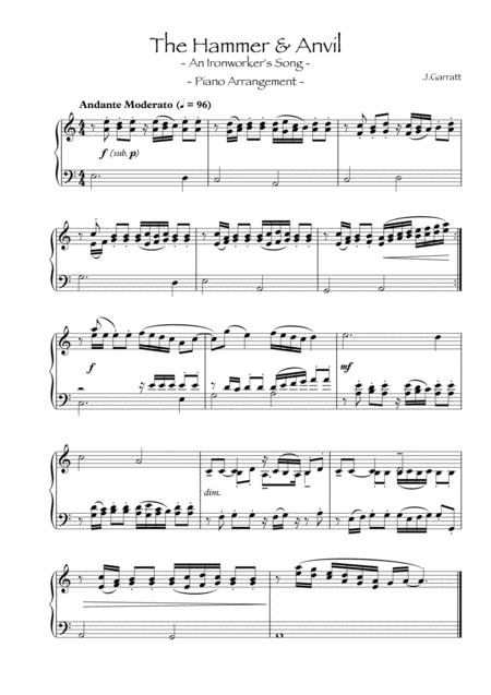 Free Sheet Music The Hammer Anvil Piano Arrangement