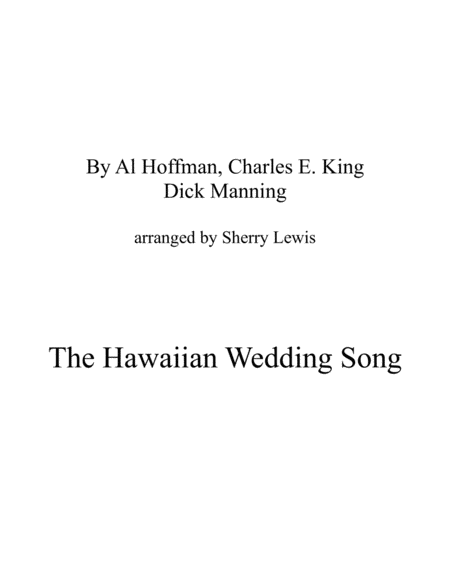 The Hawaiian Wedding Song Ke Kali Nei Au Solo Violin For Violin Solo Sheet Music