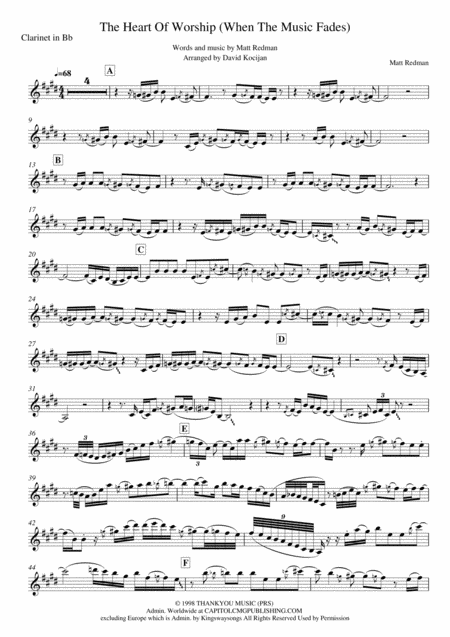 The Heart Of Worship When The Music Fades 2019 Clarinet In Bb Sheet Music