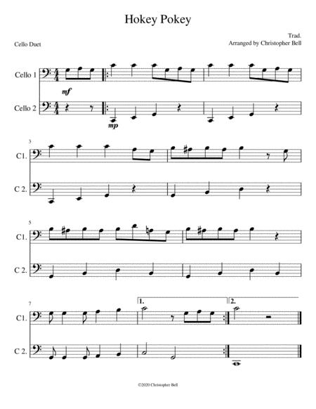 The Hokey Pokey Easy Cello Duet Sheet Music