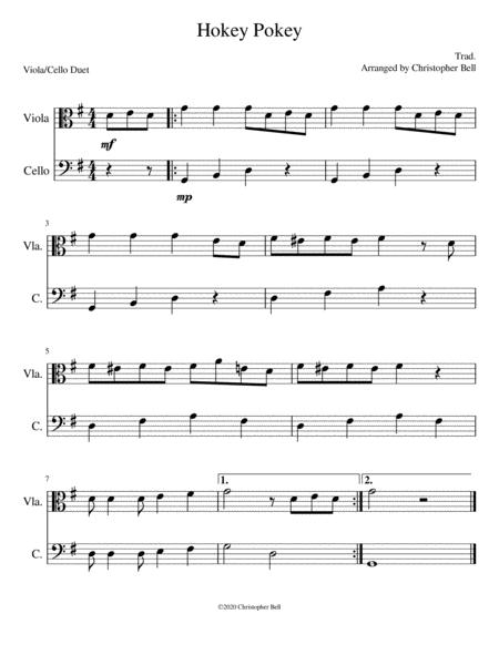 The Hokey Pokey Easy Viola Cello Duet Sheet Music