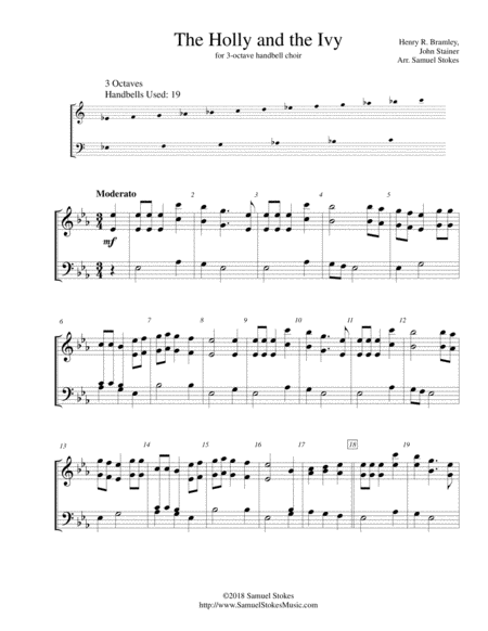 The Holly And The Ivy For 3 Octave Handbell Choir Sheet Music