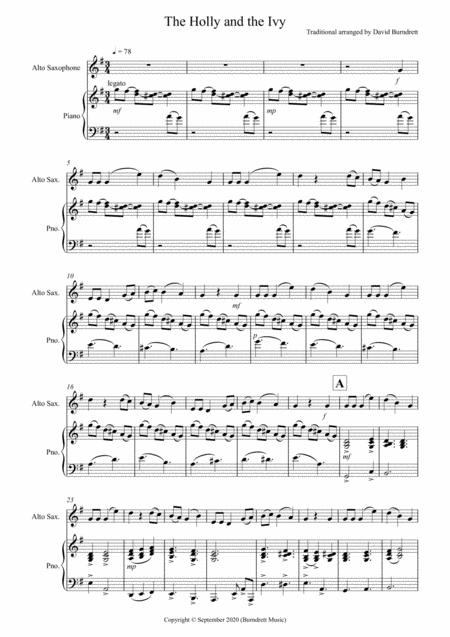 Free Sheet Music The Holly And The Ivy For Alto Saxophone And Piano