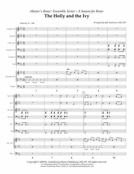 The Holly And The Ivy For Brass Choir Ensemble Sheet Music