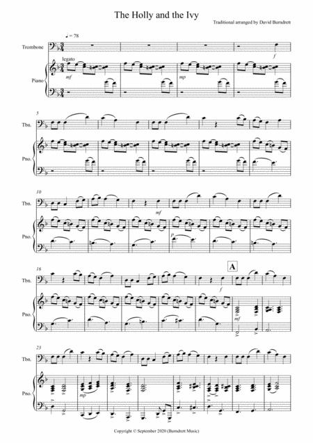 The Holly And The Ivy For Trombone And Piano Sheet Music