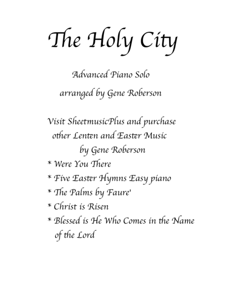 Free Sheet Music The Holy City Advanced Piano Solo