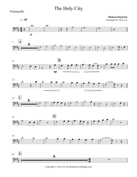 Free Sheet Music The Holy City Cello