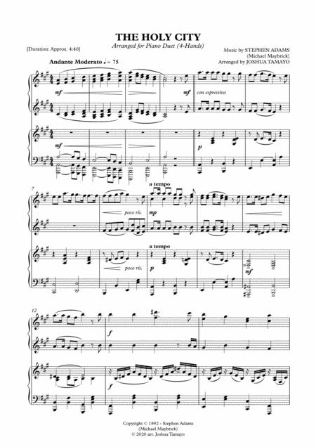 Free Sheet Music The Holy City For Piano Duet 1 Piano 4 Hands