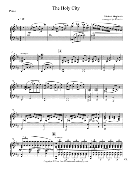 The Holy City Piano Part Sheet Music