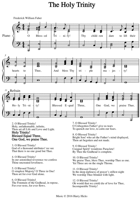 The Holy Trinity A New Tune To A Wonderful Old Hymn Sheet Music