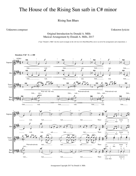 The House Of The Rising Sun Satb In C Minor Sheet Music