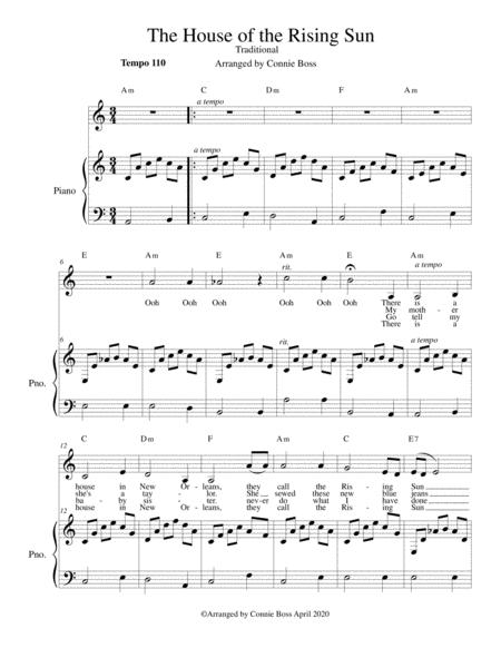 Free Sheet Music The House Of The Rising Sun Solo And Piano