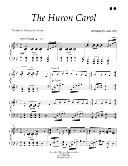 The Huron Carol Sheet Music