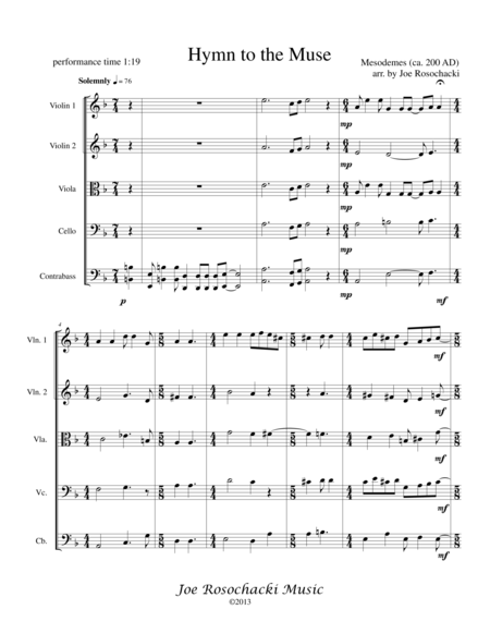 Free Sheet Music The Hymn To The Muse