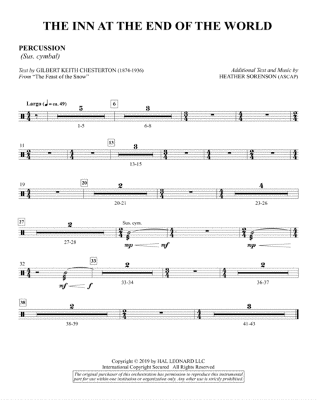 The Inn At The End Of The World Arr Heather Sorenson Percussion Sheet Music