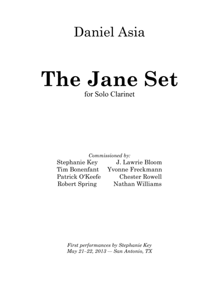 Free Sheet Music The Jane Set Clarinet Solo