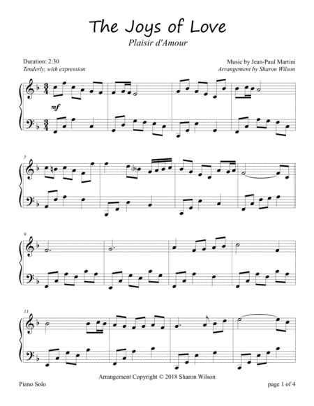 The Joys Of Love Plaisir D Amour Love Song Sheet Music