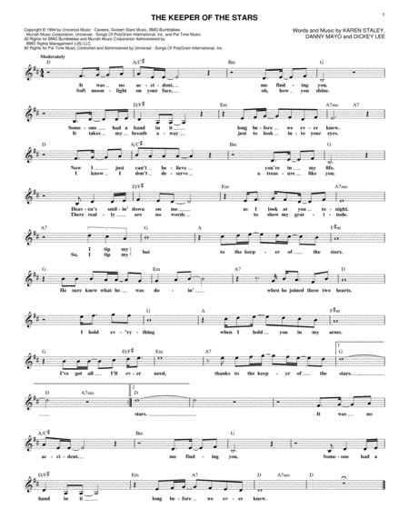 The Keeper Of The Stars Sheet Music