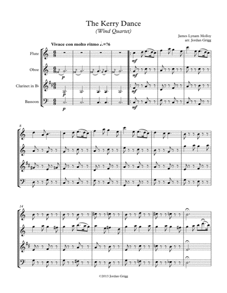 The Kerry Dance Wind Quartet Sheet Music