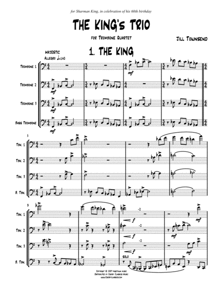 The Kings Trio For Trombone Quartet Sheet Music