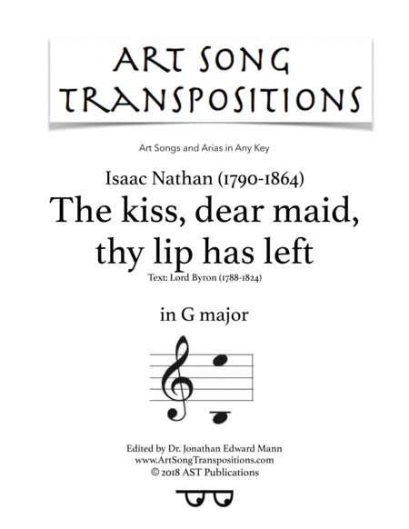 The Kiss Dear Maid Thy Lip Has Left G Major Sheet Music