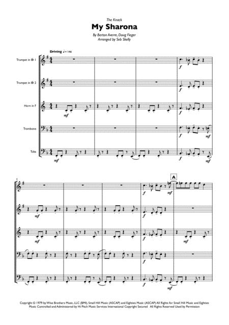 The Knack My Sharona For Brass Quintet Sheet Music