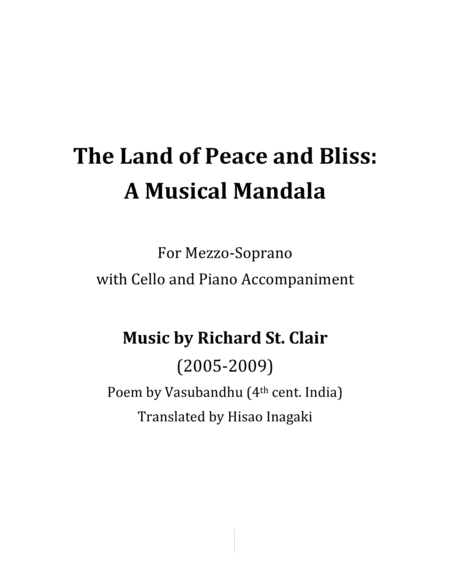 The Land Of Peace And Bliss A Musical Mandala For Soprano Cello And Piano Score And Part Sheet Music