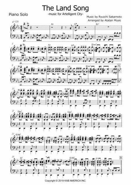 The Land Song Music For Artelligent City Sheet Music