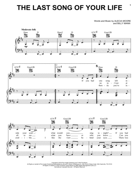 The Last Song Of Your Life Sheet Music