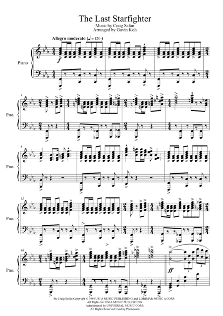 Free Sheet Music The Last Starfighter