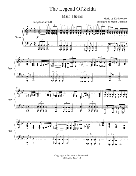 The Legend Of Zelda Main Theme Piano Solo Sheet Music