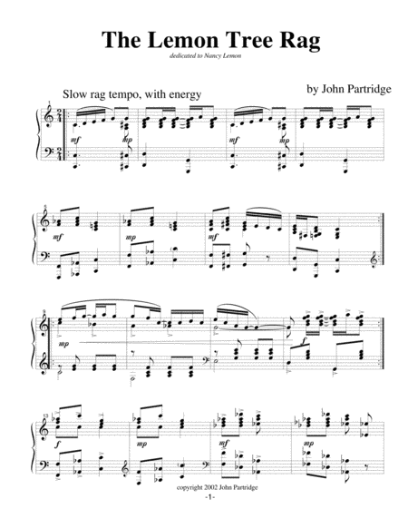 The Lemon Tree Rag Sheet Music