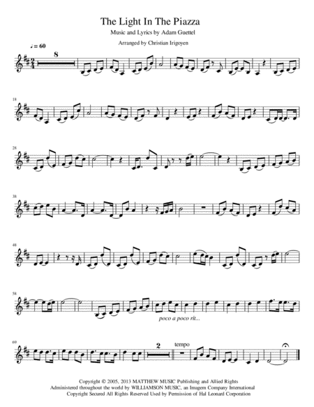 The Light In The Piazza Sheet Music