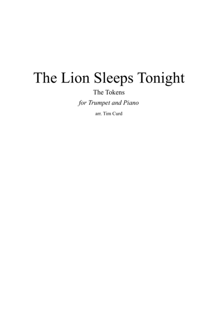 The Lion Sleeps Tonight For Trumpet In Bb And Piano Sheet Music