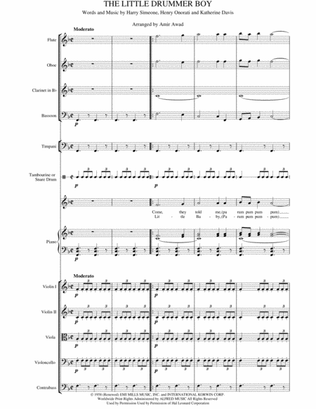 The Little Drummer Boy Arranged For Chamber Orchestra Woodwinds Strings And Percussion Sheet Music