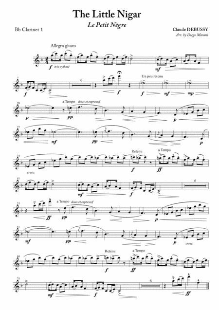 Free Sheet Music The Little Nigar For Clarinet Quartet