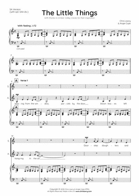 The Little Things A Choir Lock Down Song Chris Lawry Sa Choir Saa Opt Sheet Music