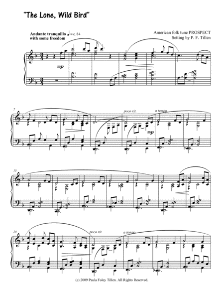 Free Sheet Music The Lone Wild Bird