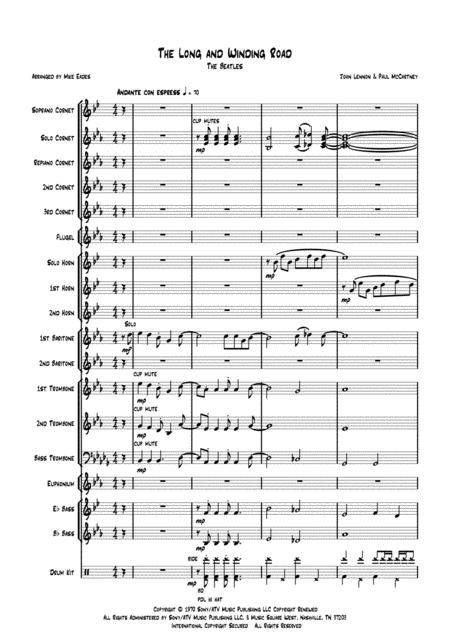 Free Sheet Music The Long And Winding Road Arranged For Brass Band