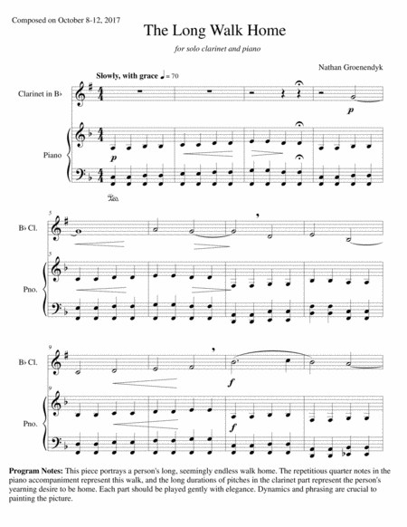 Free Sheet Music The Long Walk Home