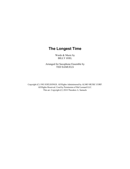 The Longest Time By Billy Joel Saxophone Ensemble Sheet Music