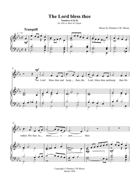 Free Sheet Music The Lord Bless Thee